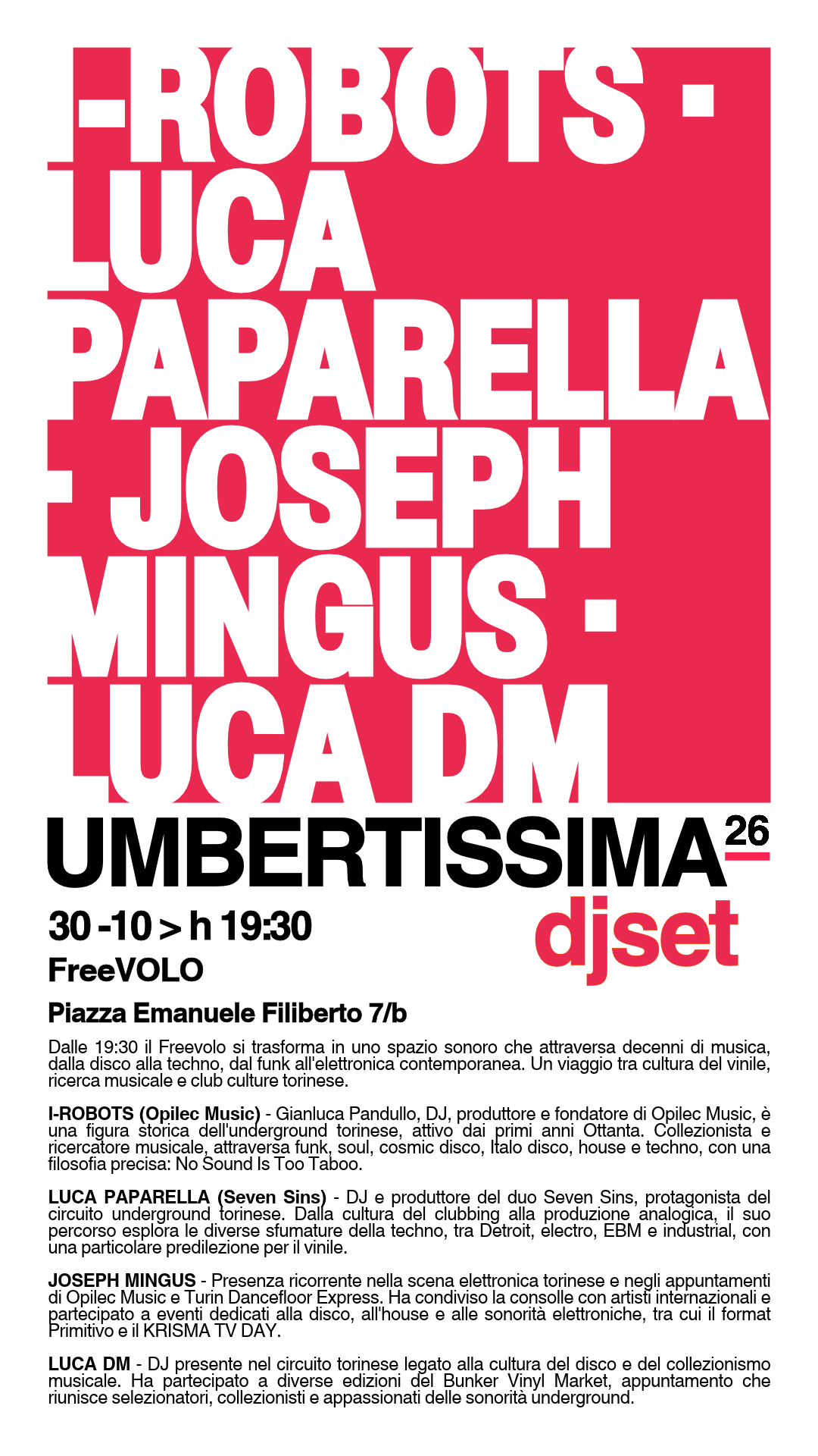 Locandina UMBERTISSIMA DJ SET — FreeVOLO