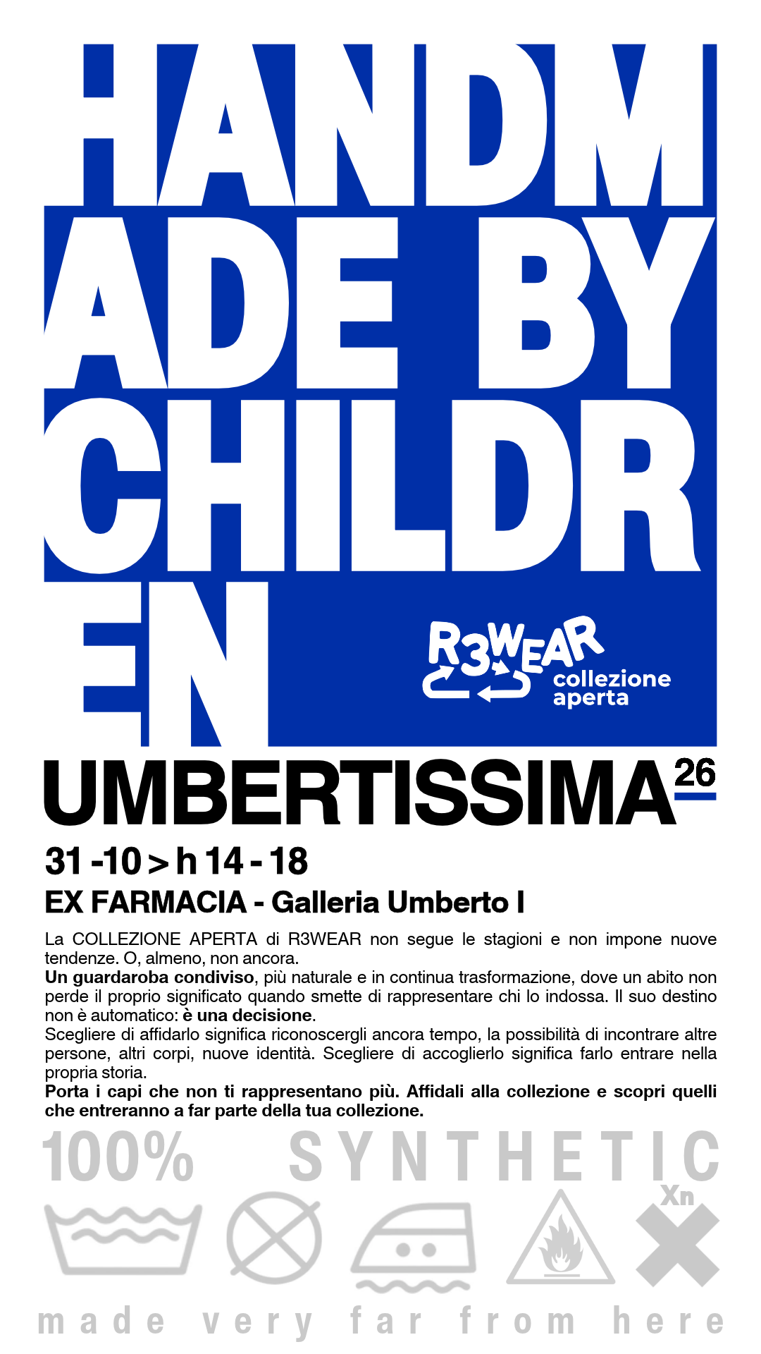 Locandina HANDMADE BY CHILDREN — R3WEAR Collezione Aperta