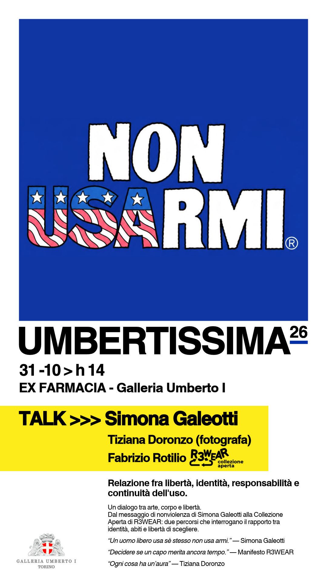 Locandina NON USARMI — Simona Galeotti